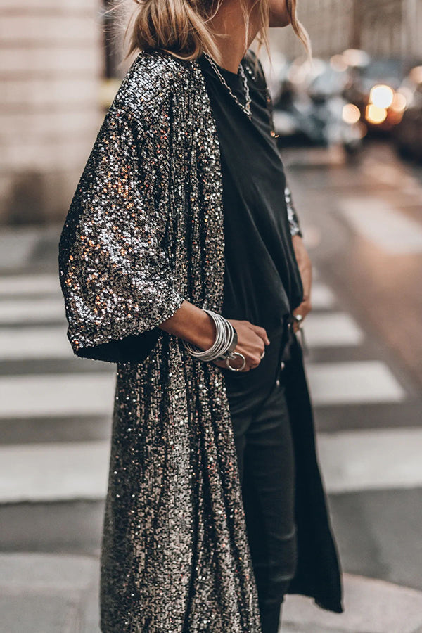 W&W Mode | Disco Glamour Pailletten Glockenärmel Kimono