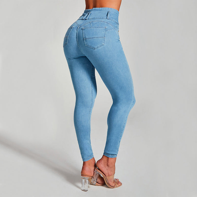 W&W Mode hohe Taille Enge Stretch-Form und Hüft lifting Jeans