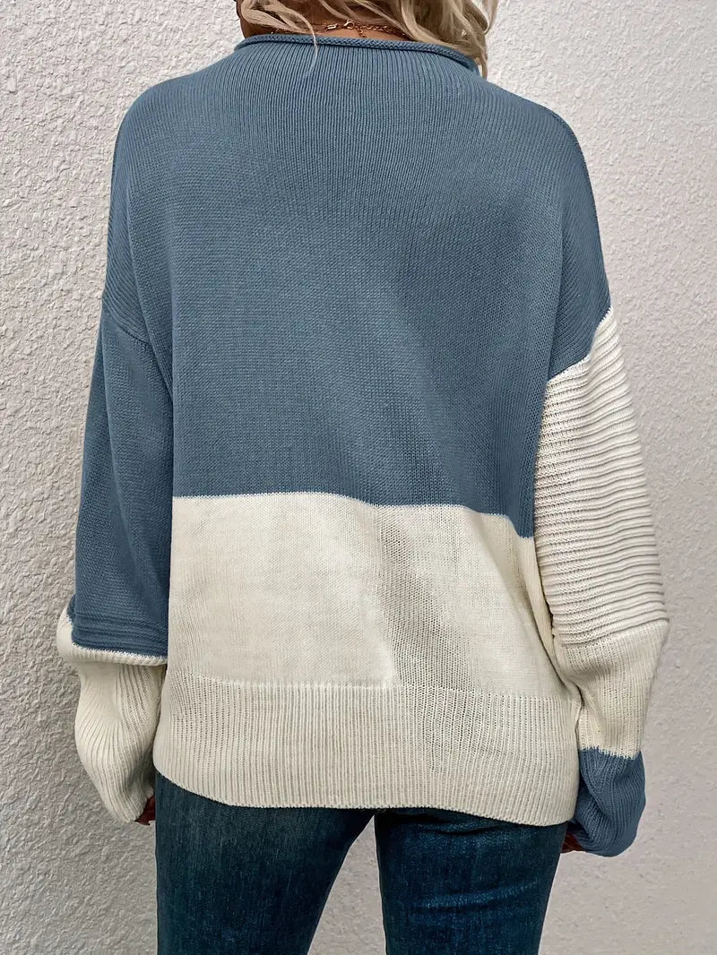Gestrickter Pullover im Farbblockdesign