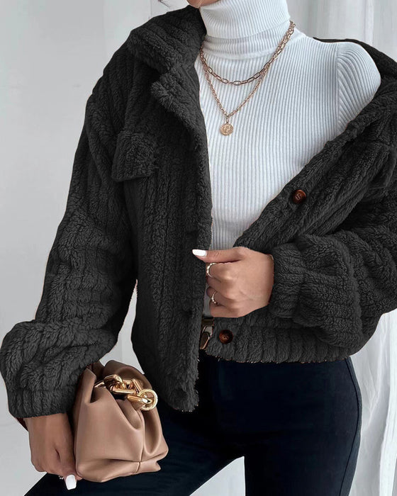 WW | Klassische Herbst Dicke Jacke mit Revers und Knopf für Frauen
