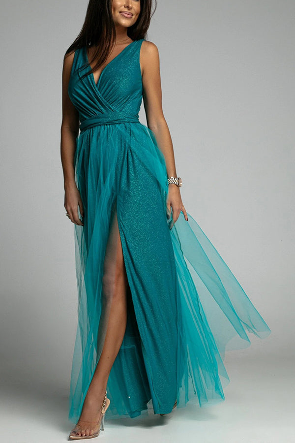 WW | It'S My Day Light Tulle Schlitz Maxi Kleid