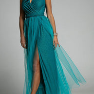 WW | It'S My Day Light Tulle Schlitz Maxi Kleid