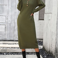 WW | Schicker Herbst Sweatkleid mit Knopfdetail für Frauen