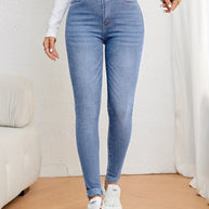 WW | Olivgrüne High Waist Slim Fit Jeans Mit Stretch Denim