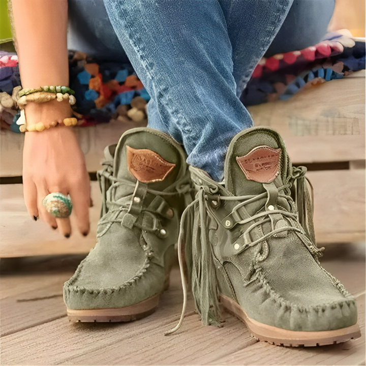 Damen leichte Wildlederstiefel mit rutschfester Sohle