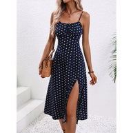 WW Polka-Dot-Hosenträgerkleid - Damenlangkleid