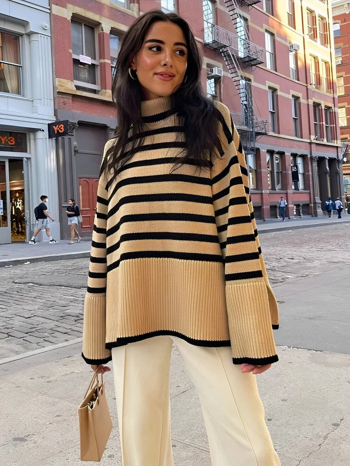W&W Mode | Oversize-Rollkragenpullover aus Baumwoll für Damen - Perfekt für Freizeit-Tage