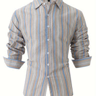 WW | Gestreiftes Baumwoll Leinen Herrenhemd für entspannte Looks