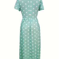 WW | Luftig, Kurzärmliges, Gepunktetes Kleid mit Rundhalsausschnitt