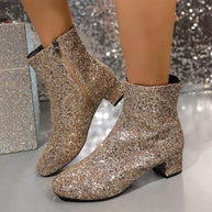 WW | Modische Stiefelette mit Blockabsatz und Seitlichem Reißverschluss