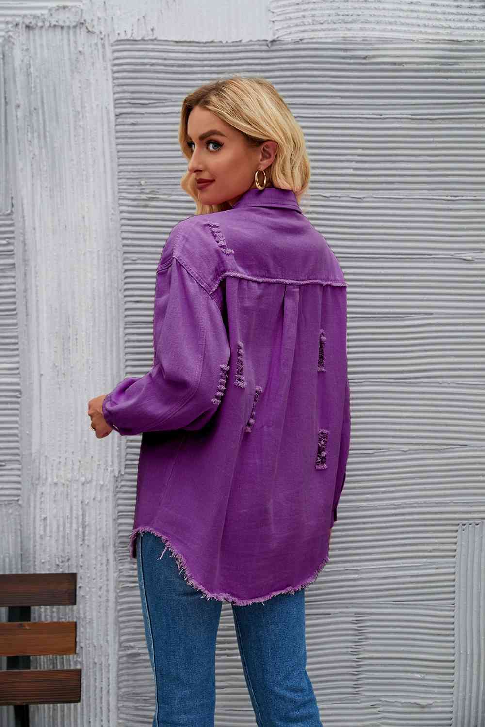 WW | Zerrissene Rohsaum-Denimjacke