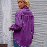 WW | Zerrissene Rohsaum-Denimjacke