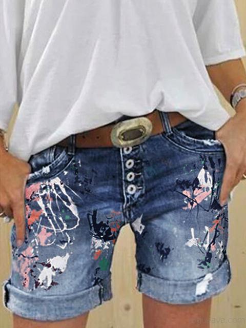 WW | Multi Knopf-Druck Denimshorts