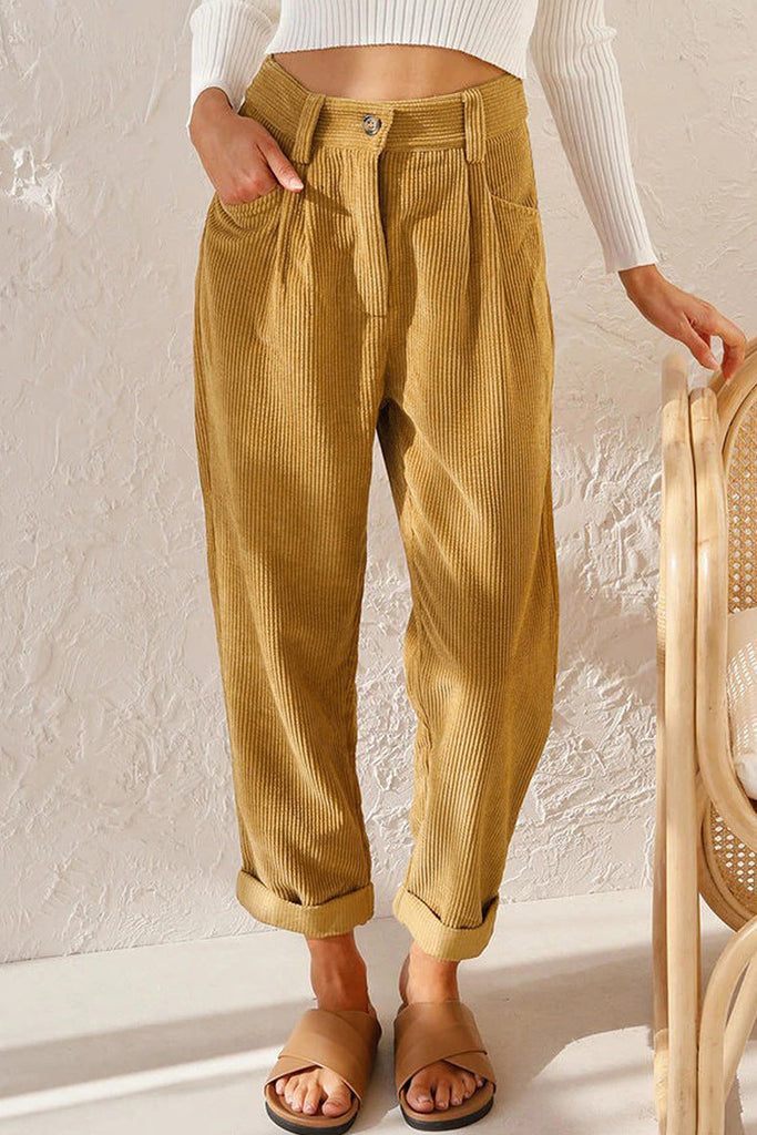 WW | Damen Corduroy Lockere Gerade Hose