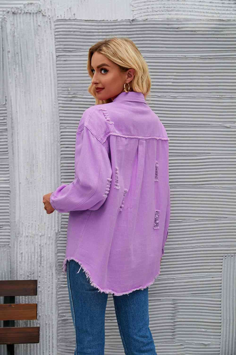 WW | Zerrissene Rohsaum-Denimjacke