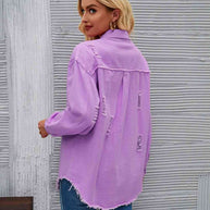 WW | Zerrissene Rohsaum-Denimjacke