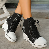 WW | Einfache Canvas Stiefeletten Mit Liebesmotiv