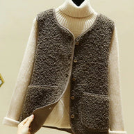 WW - Warmer Ärmelloser Lammwolle Cardigan Für Frauen