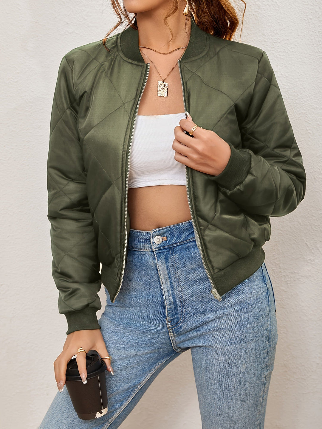 W&W Mode | Argyle-Muster Bomberjacke für Frauen
