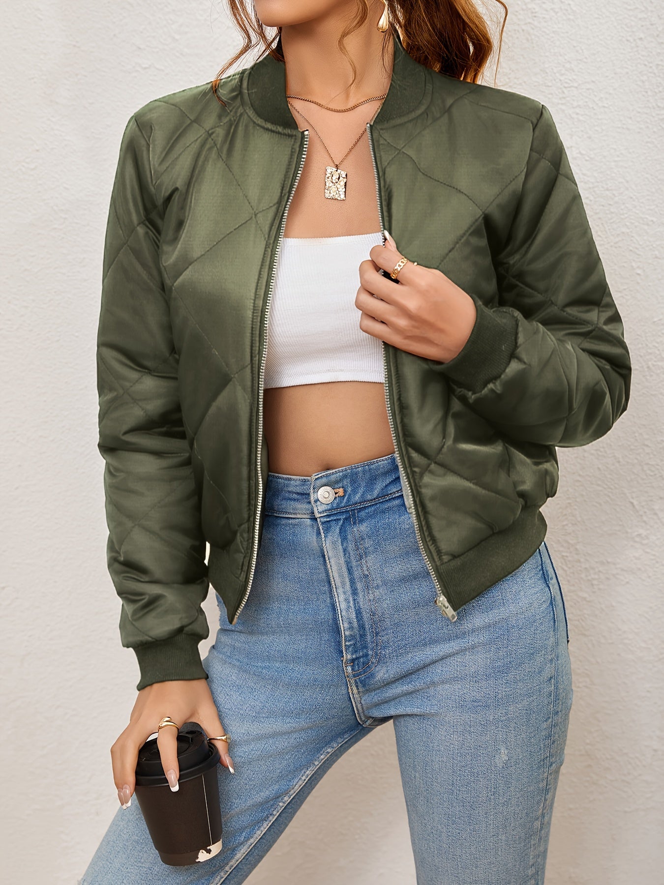 WW | Argyle-Muster Bomberjacke für Frauen