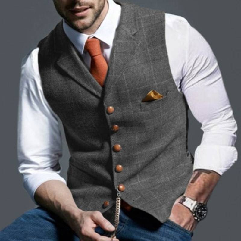 WW | Gilet Elegantes Leicht Kariertes Gilet