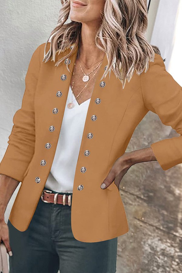 WW | Knopfverschluss Taschen Offene Vorderseite Business Jacke