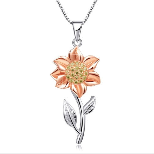 WW | Goldene Halskette Aus Sterlingsilber Mit Sonnenblume