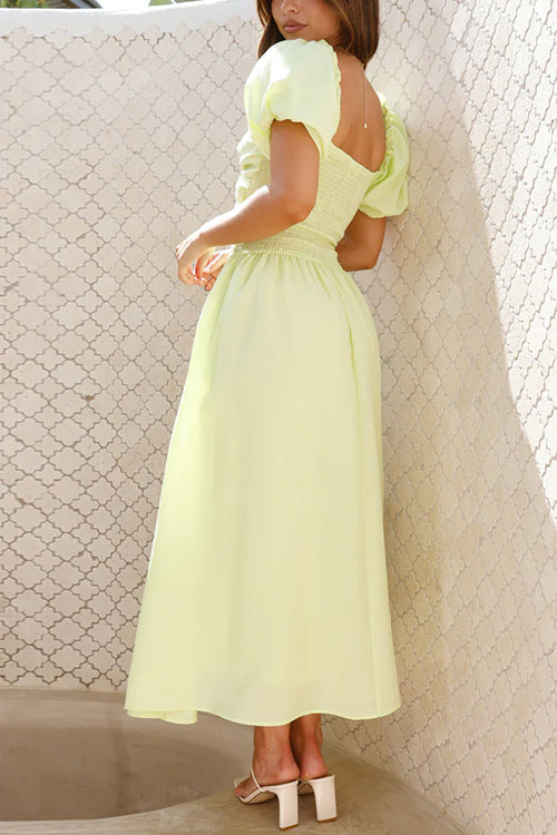 WW | Rosiedress Puffärmel Twist-Front Cut-Out Schwung Maxi-Kleid