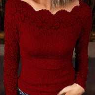 WW | Rosiedress Lange Ärmel Hollow Out Spitze Slim Fit Top