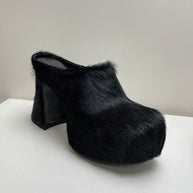 WW | Geschlossene Zehe Rosshaar Chunky Heel Wasserdichte Plattform Slipper