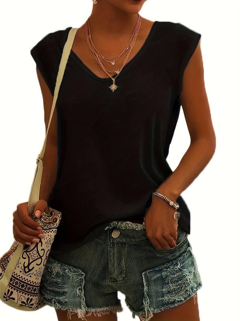 WW | Lässiges, Schlichtes T-Shirt mit V-Ausschnitt