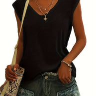 WW | Lässiges, Schlichtes T-Shirt mit V-Ausschnitt