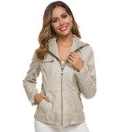 WW | Lederjacke mit Kapuze