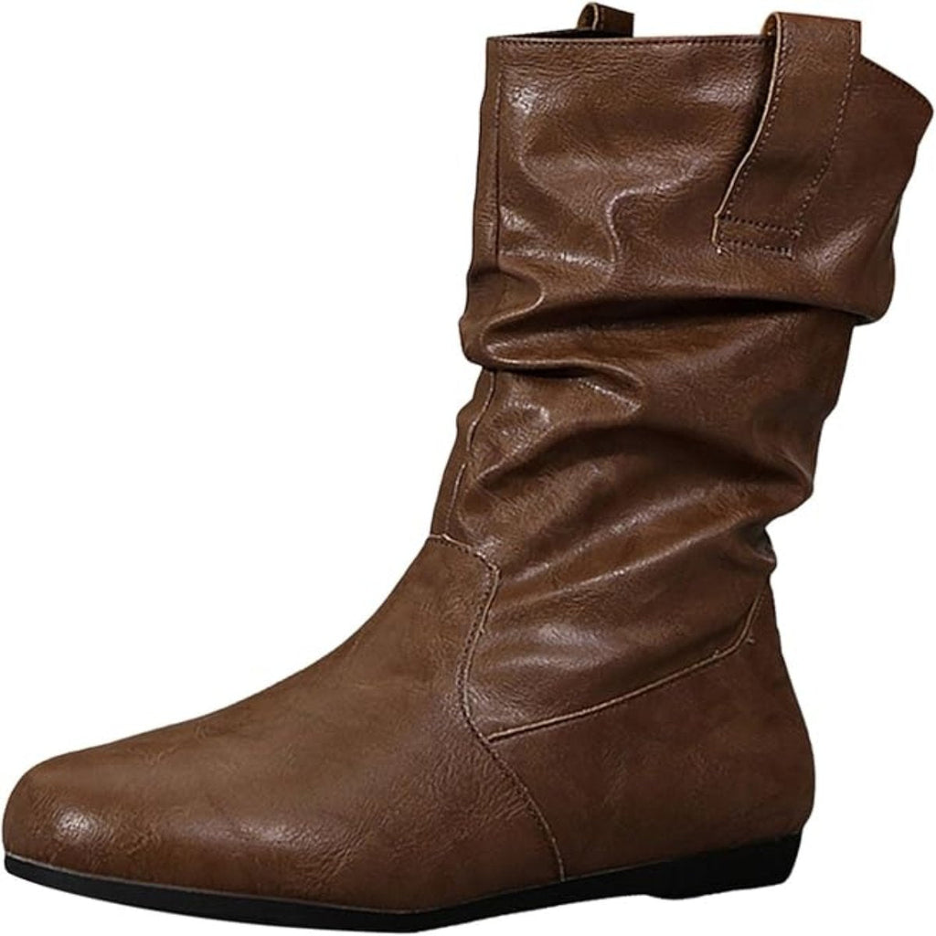 Wolff | Stiefeletten Damen – warme runde Zehen flache Stiefel