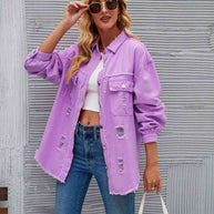 WW | Zerrissene Rohsaum-Denimjacke