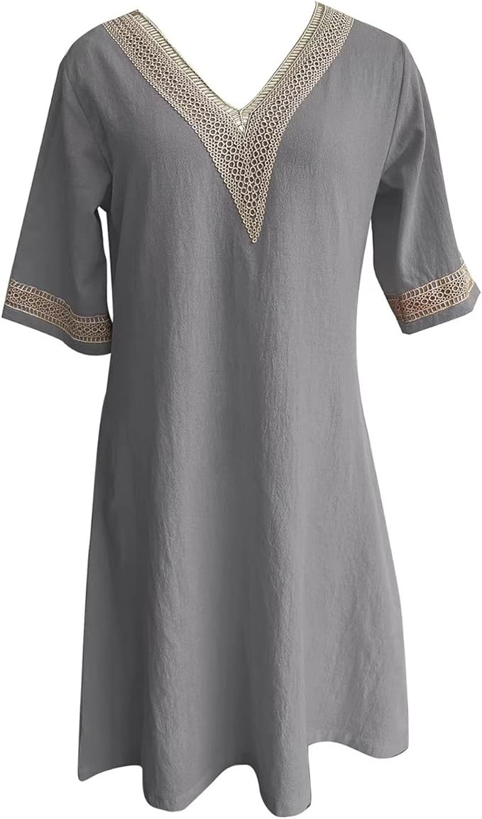Casalina™ – Luftiges Leinen-Sommerkleid mit Stick-Details