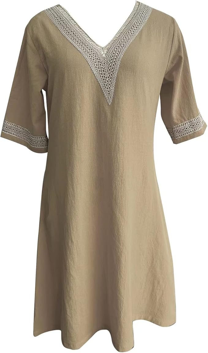 Casalina™ – Luftiges Leinen-Sommerkleid mit Stick-Details
