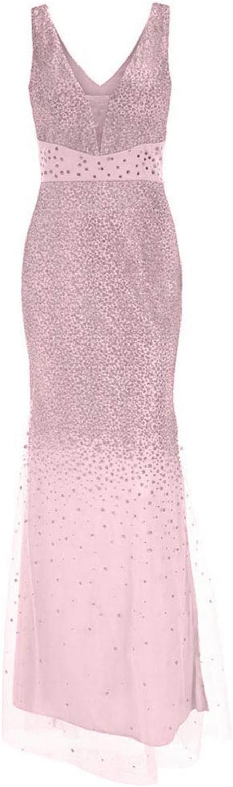 W&W Mode | Sling V-Ausschnitt Split Glitzerndes Abendkleid