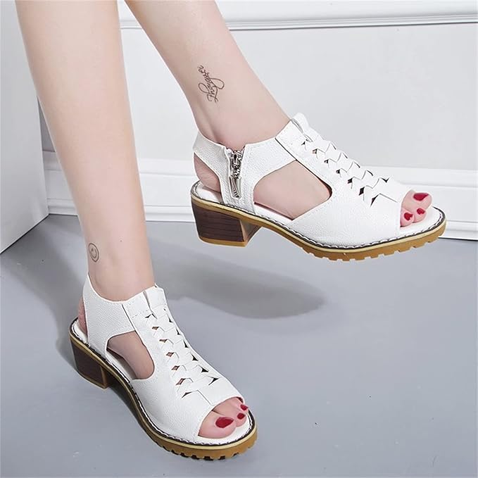 W&W Mode - Orthopädische Sandalen mit Absatz | Bequeme Sandalen für Damen mit Spitzendesign