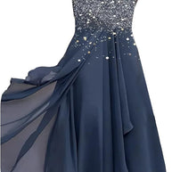 WW | Elegante Chiffon Festkleid Damen Midi Kleid