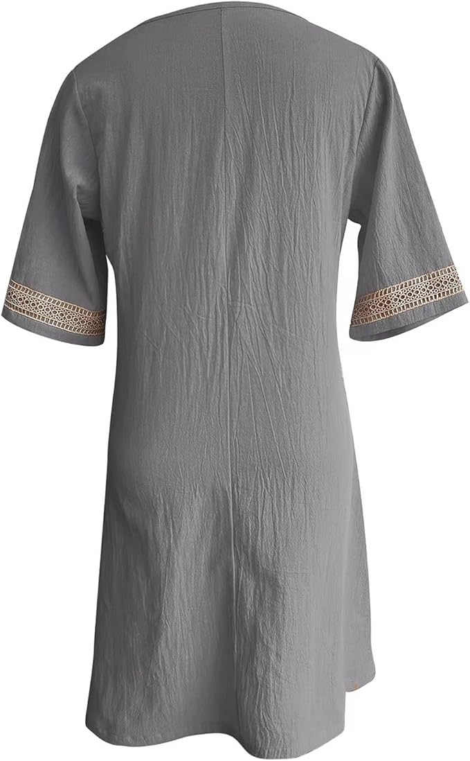 Casalina™ – Luftiges Leinen-Sommerkleid mit Stick-Details