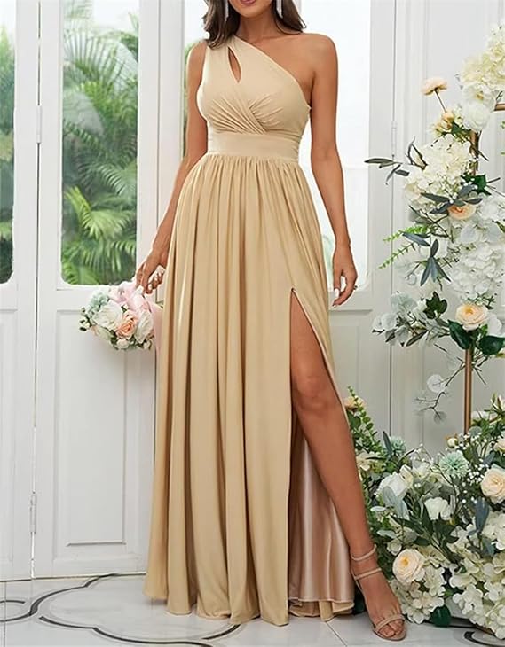 ÉléganceOne™ – One-Shoulder Maxikleid mit Schlitz & Cut-Out Detail