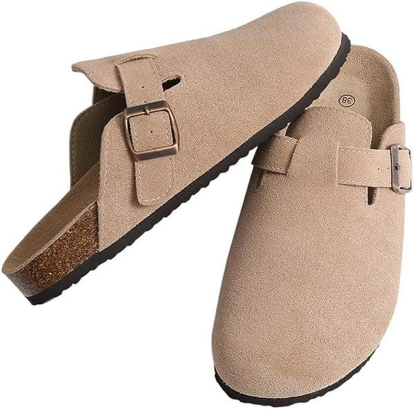 WW | Damenclogs - Braun - Qualitätsleder - Verstellbare Schnallen