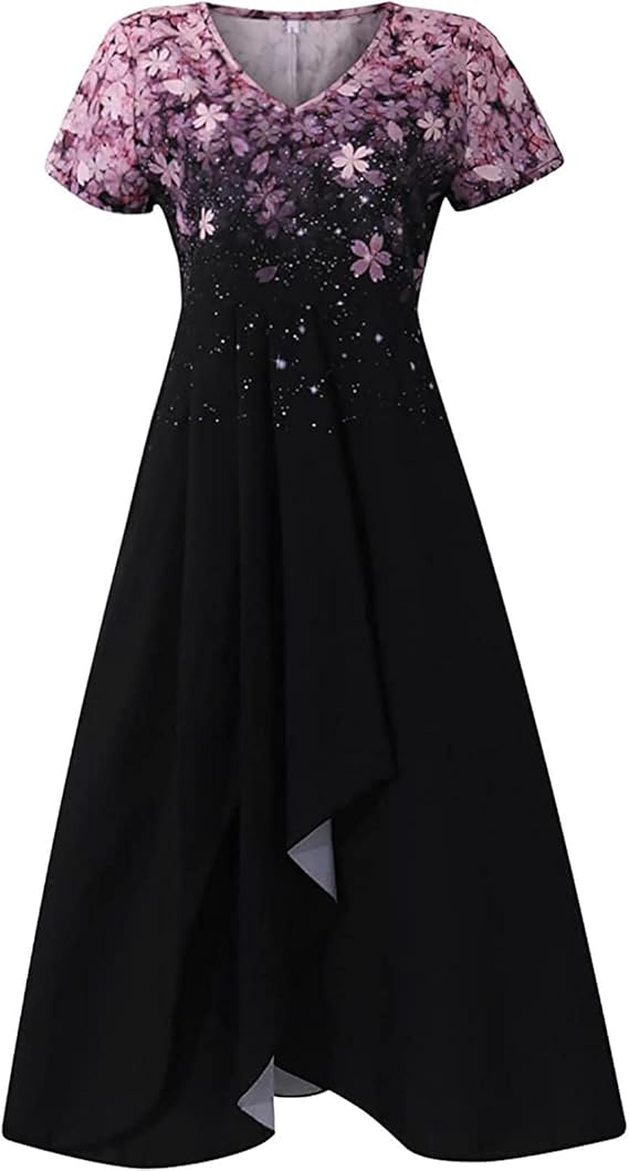 Luméa™ – Elegantes Abendkleid mit Blumen-Glanz, V-Ausschnitt & fließendem Rock für festliche Anlässe
