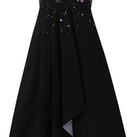 Luméa™ – Elegantes Abendkleid mit Blumen-Glanz, V-Ausschnitt & fließendem Rock für festliche Anlässe