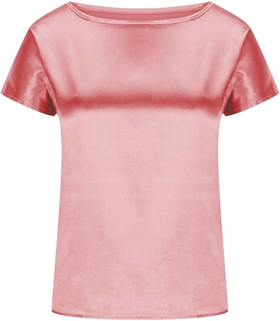 Damen Satin T-Shirt mit elegantem Wasserfall-Ausschnitt und schlichten Details WW
