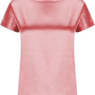 Damen Satin T-Shirt mit elegantem Wasserfall-Ausschnitt und schlichten Details WW