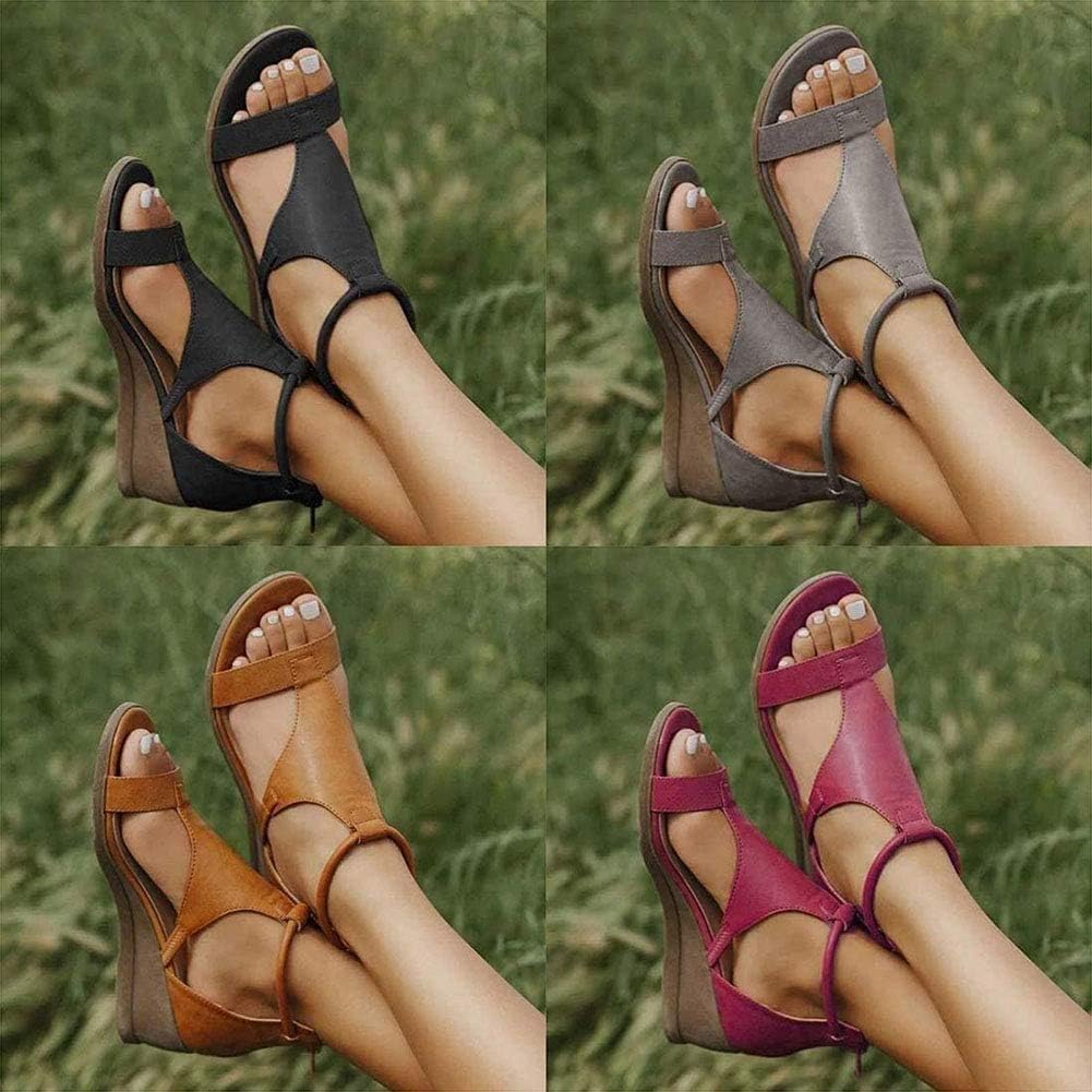 W&W Mode | Damen Sandale Mit Erhöhtem Absatz Und Riemen Um Den Knöchel