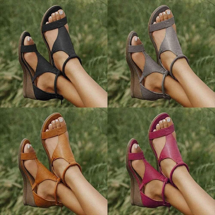 W&W Mode | Damen Sandale Mit Erhöhtem Absatz Und Riemen Um Den Knöchel