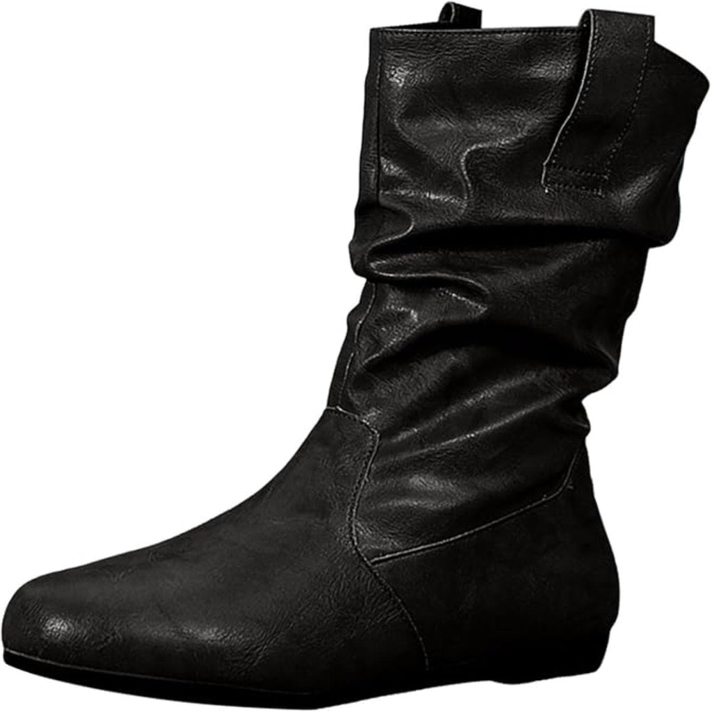 Wolff | Stiefeletten Damen – warme runde Zehen flache Stiefel